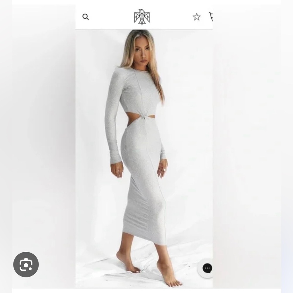 Chic Long Sleeve Gray Dress